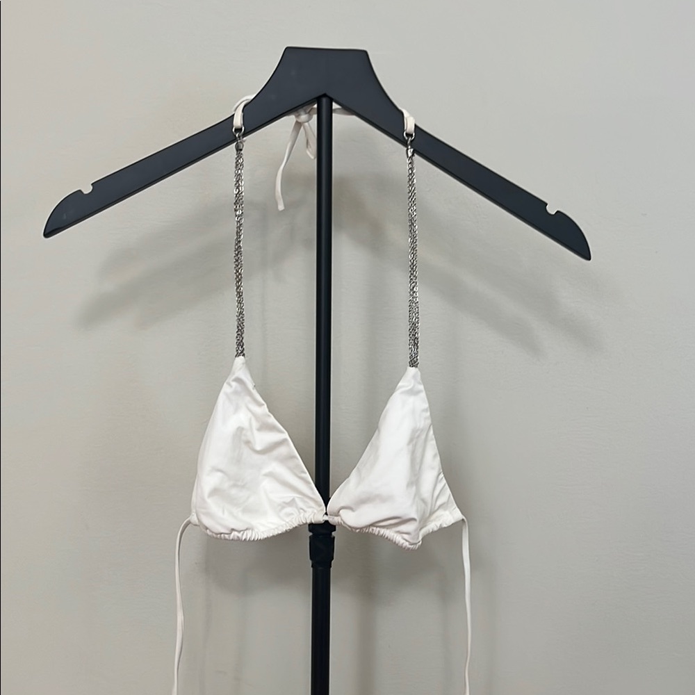 Beach Bunny White Satin Triangle Bra